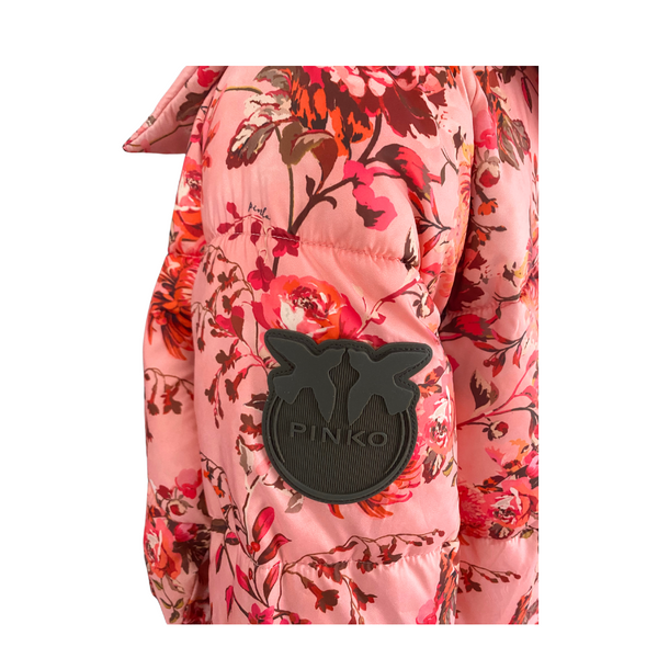 PINKO Eolie Down Floral Puffer Jacket Pink SIZE 12 - New