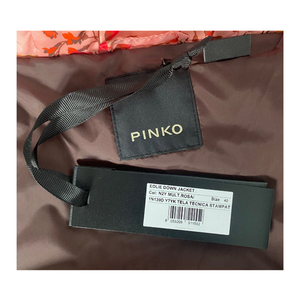 PINKO Eolie Down Floral Puffer Jacket Pink SIZE 12 - New