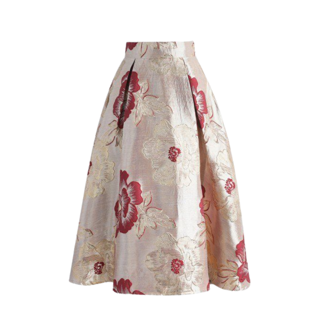 Floral patterned skirt on a white background