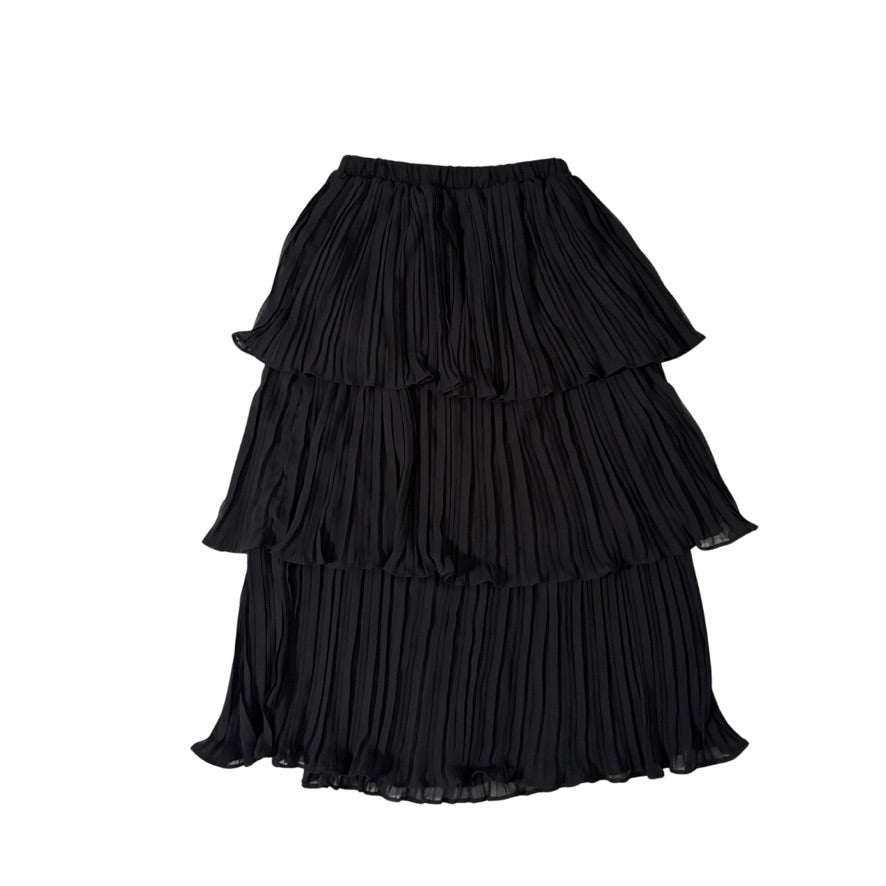 Black tiered skirt on a white background