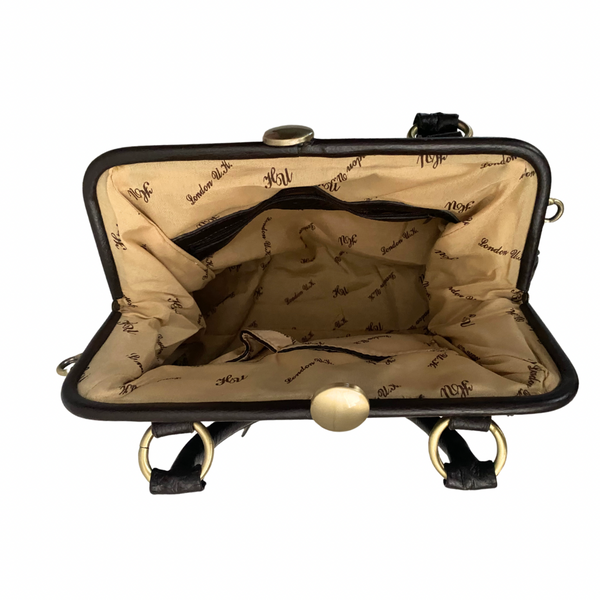 Quilted Top Handle Satchel Bag Brown -Preloved