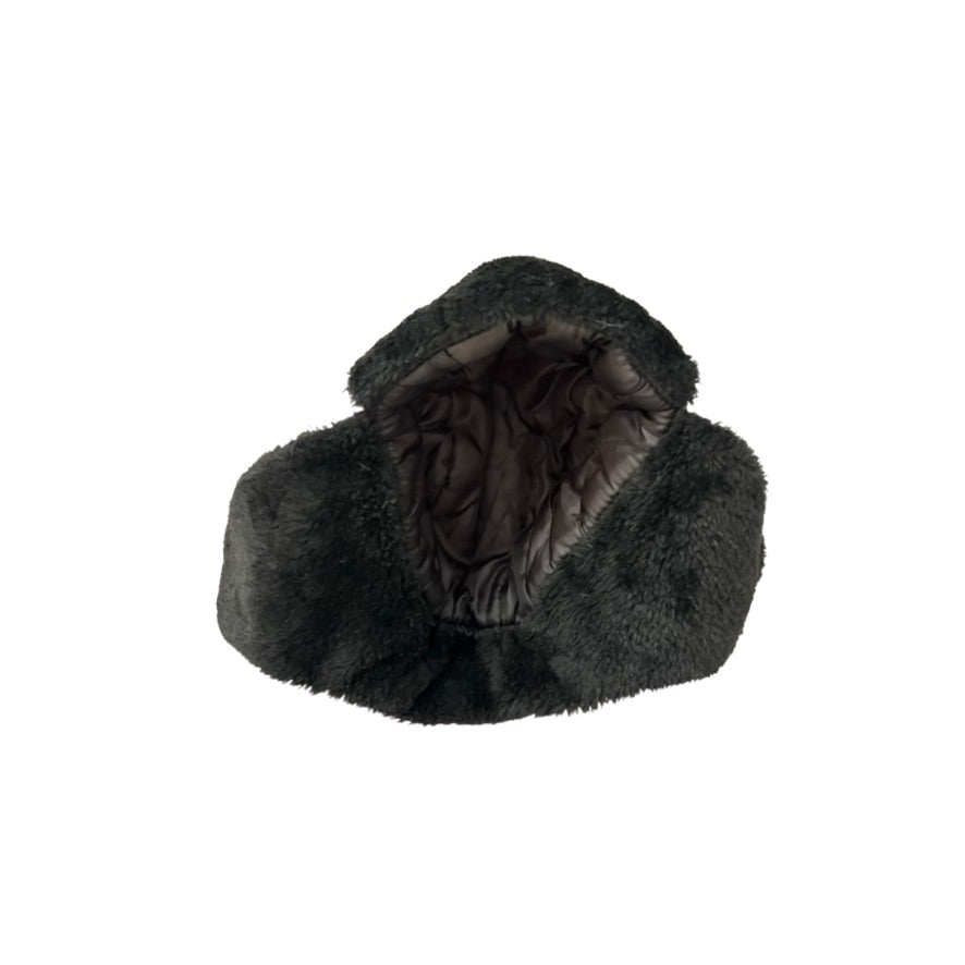 Dark gray fur hat on a white background