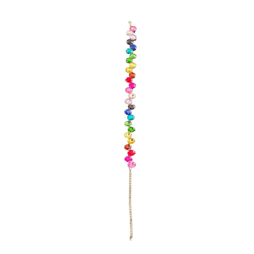 Colorful beaded necklace on a white background