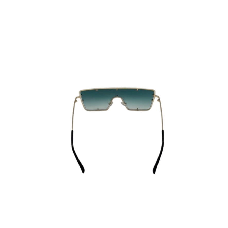Sunglasses with a unique frame design on a white background