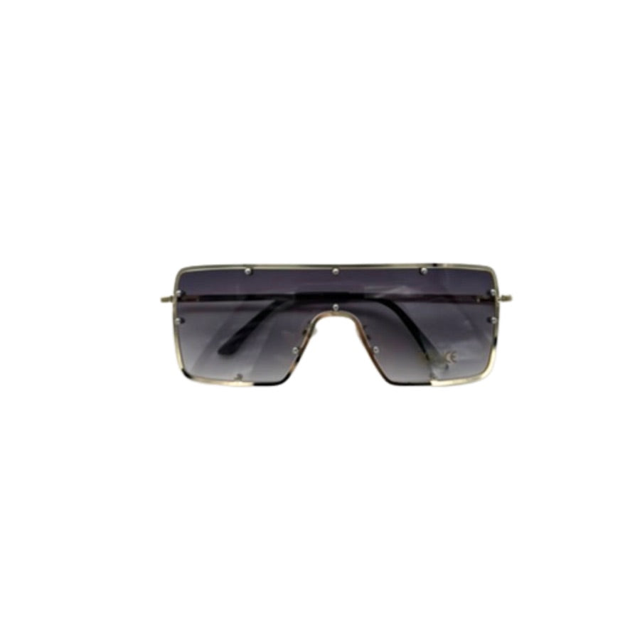 Sunglasses with a black gradient lens on a white background