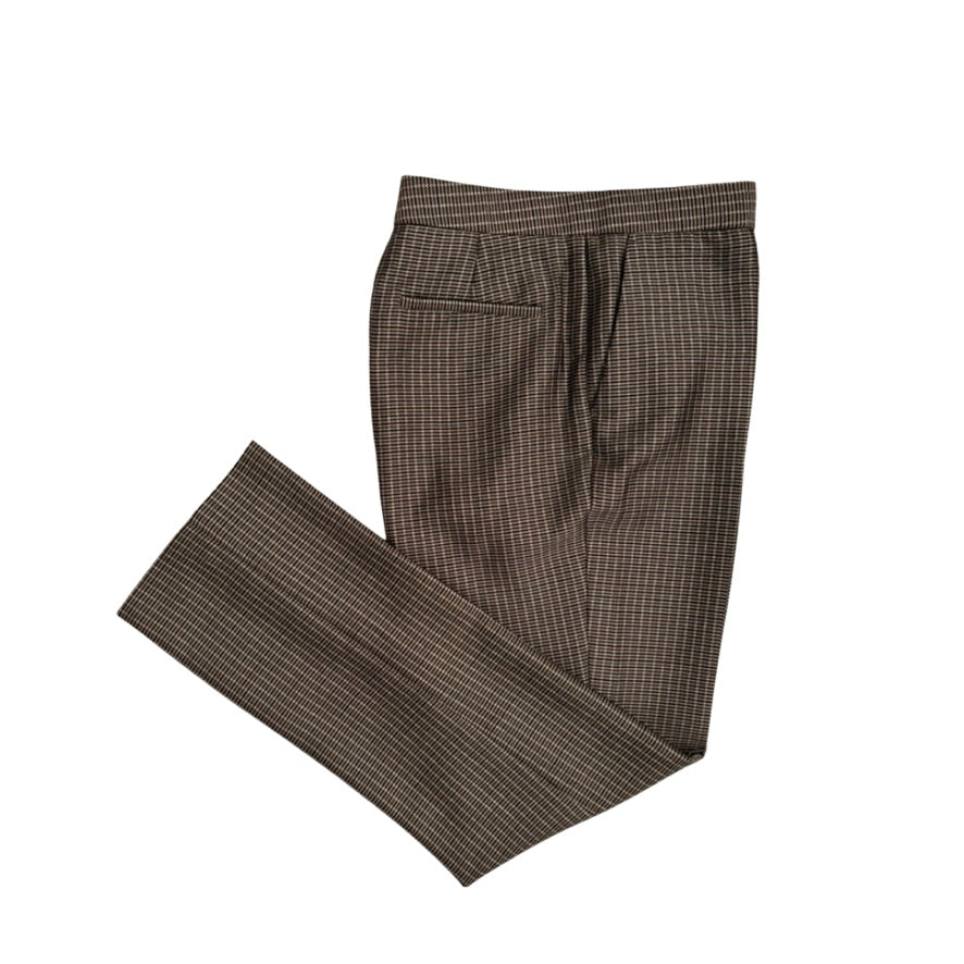 Brown checkered pants on a white background