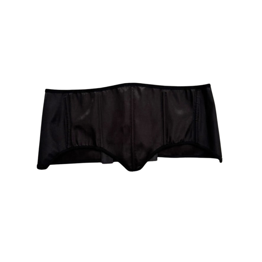 Black corset belt on a white background