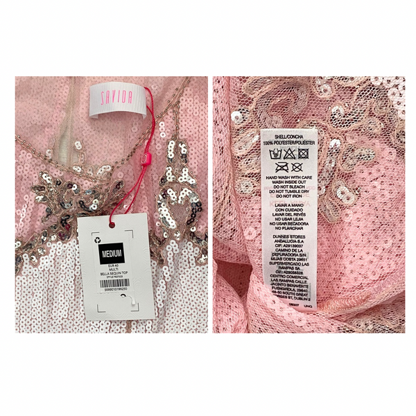 Savida Bella Sequin Top Pink Size M – New