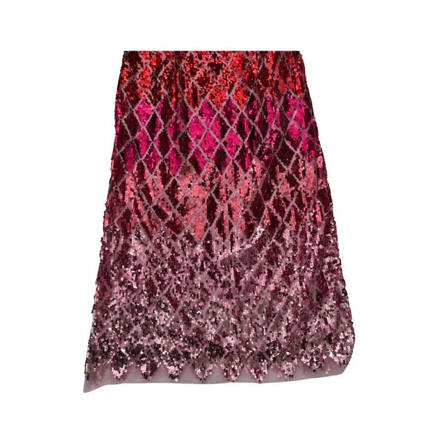 Red and pink sequin skirt on a white background