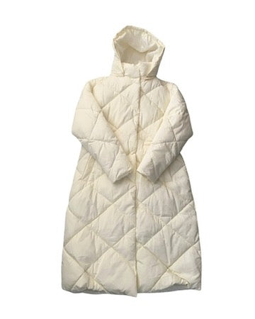 Cream quilted puffer vest on a white background