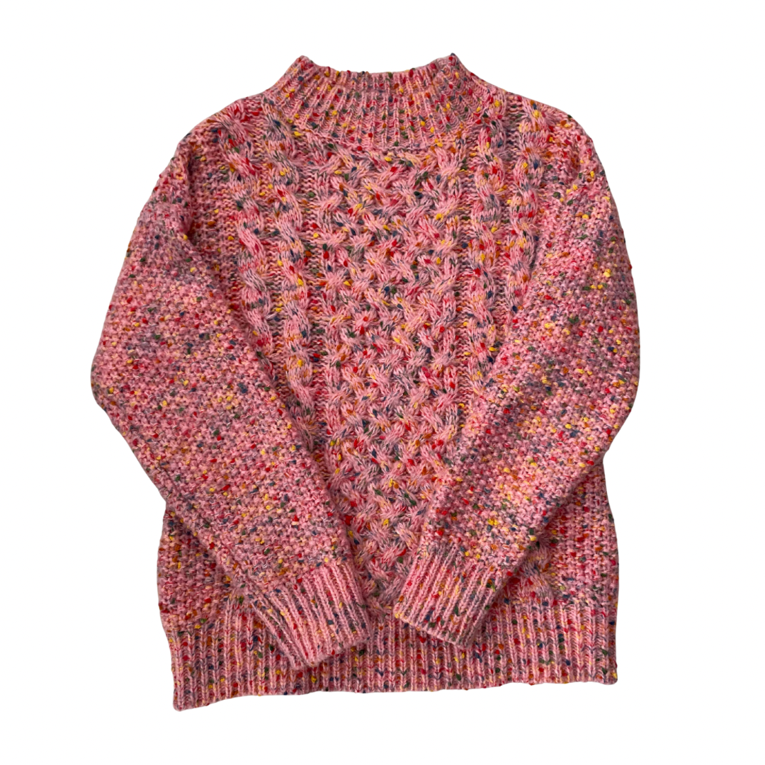 Preloved Savida pink speckled knit jumper with multicolour flecks, size M / EUR 40, laid flat.
