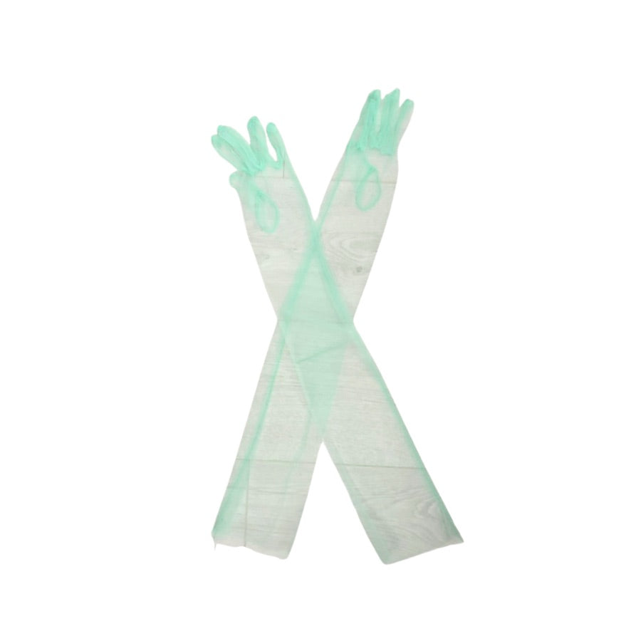 Pair of long gloves with a gradient color scheme on a white background