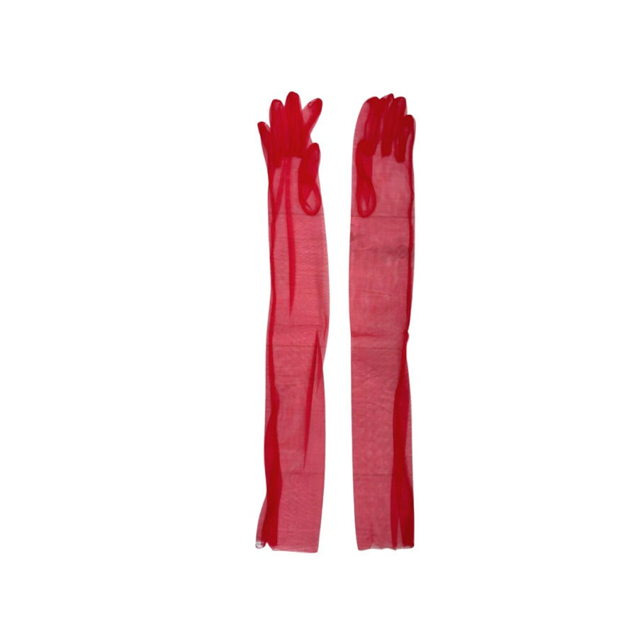 Pair of red gloves on a white background