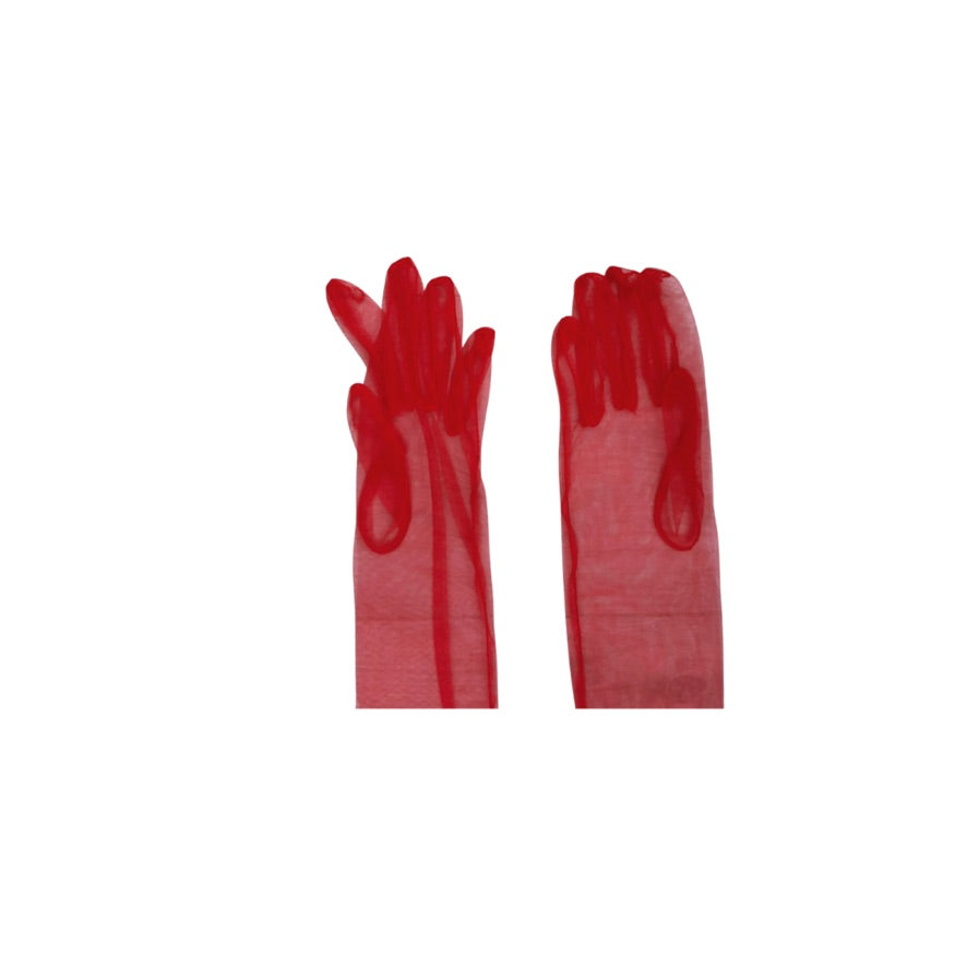 Pair of red gloves on a white background