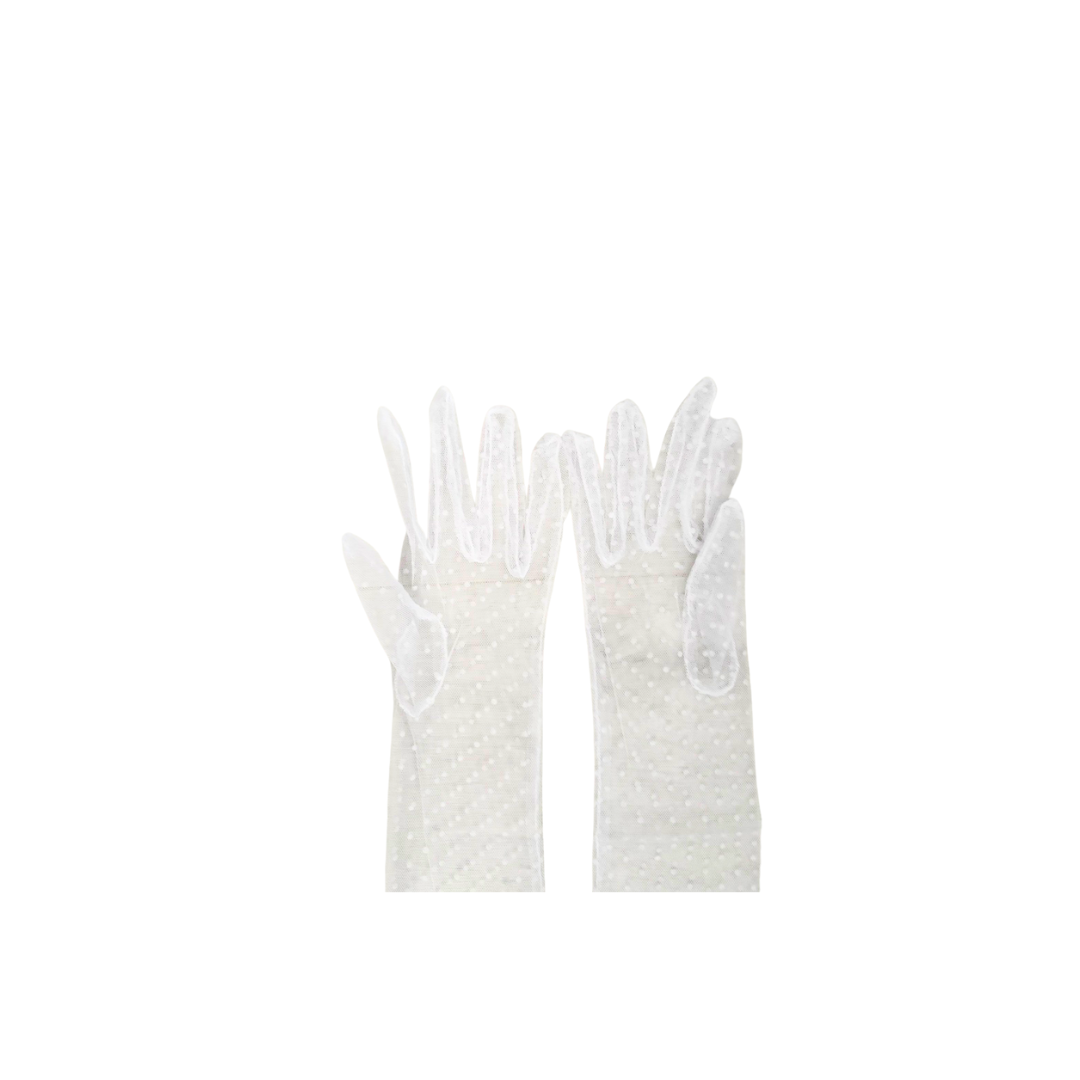 Pair of white gloves on a white background