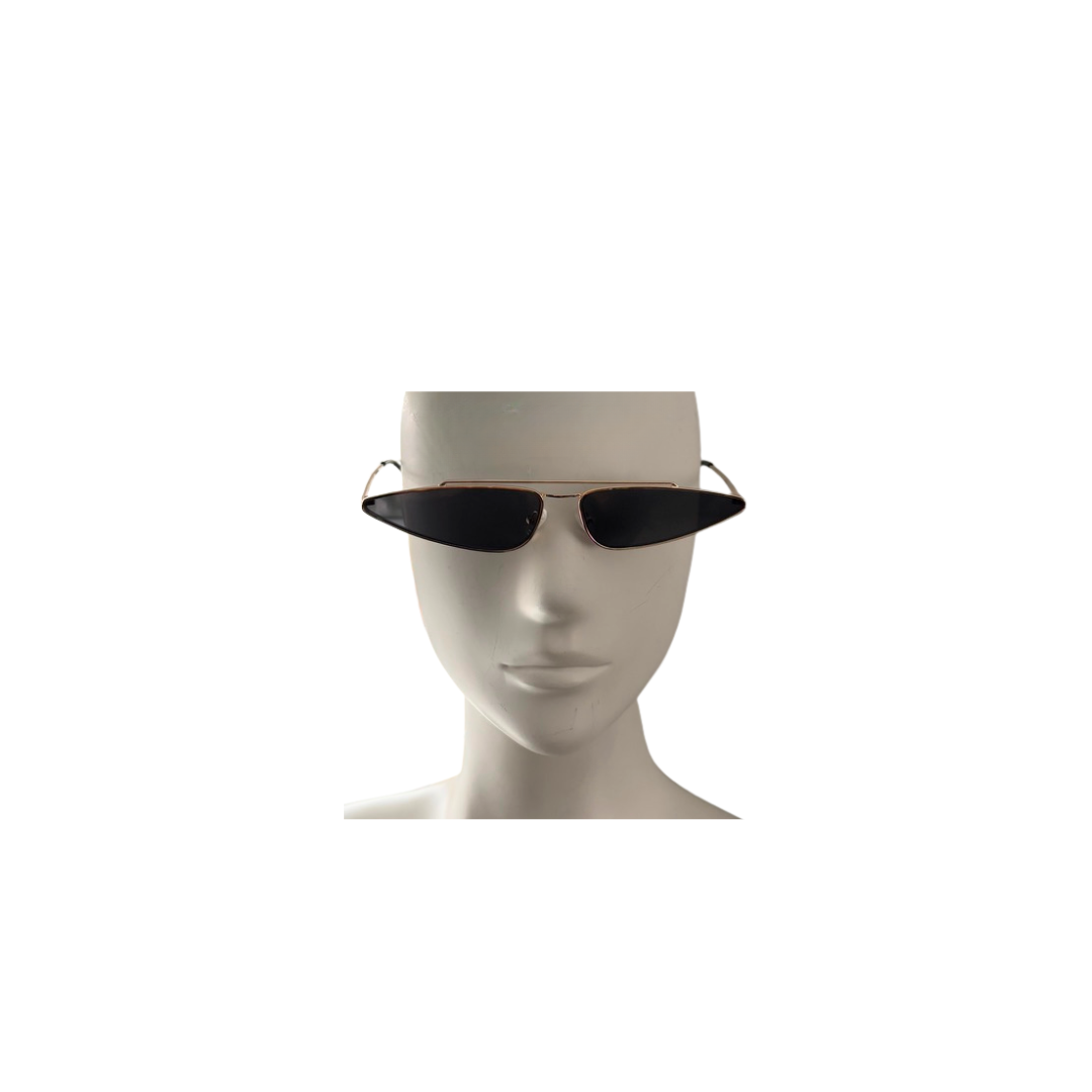Black sunglasses on a mannequin head against a white background
