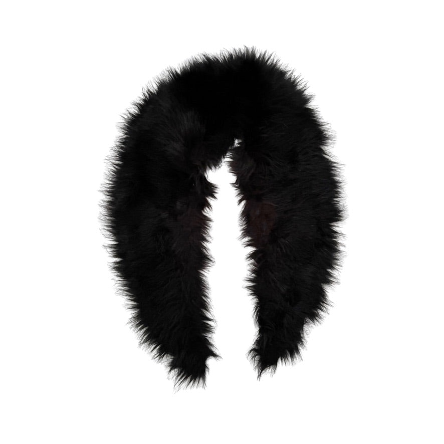 Black fur scarf on a white background