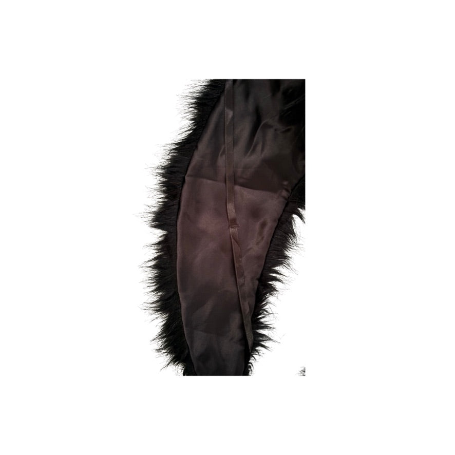 Black fur stole lining on a white background