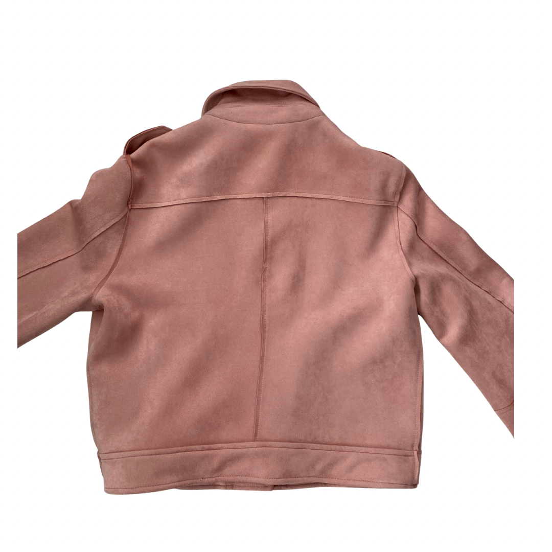 Pink suede jacket on a white background