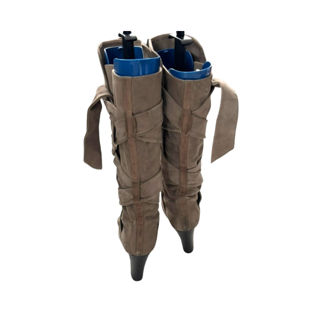 Beige boots blue interior on a white background
