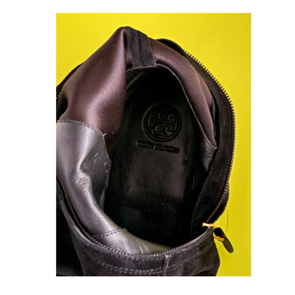 TORY BURCH Overknee Suede Boots Black SIZE 41 - New