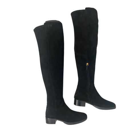 TORY BURCH Overknee Suede Boots Black SIZE 41 - New