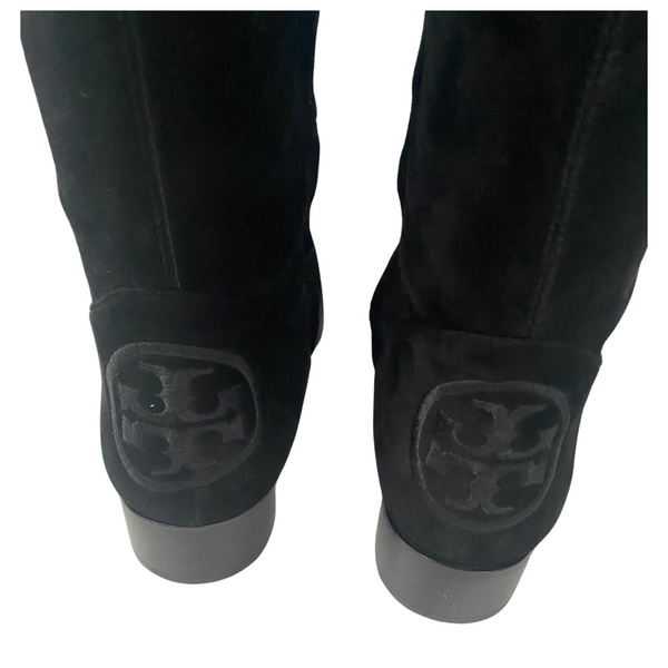 TORY BURCH Overknee Suede Boots Black SIZE 41 - New