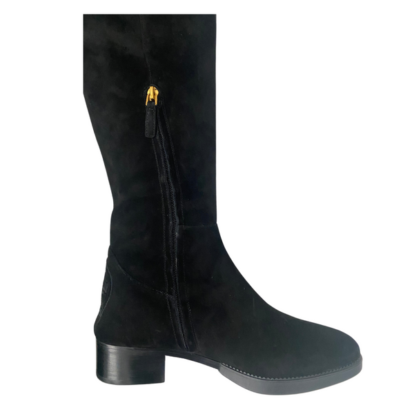 TORY BURCH Overknee Suede Boots Black SIZE 41 - New