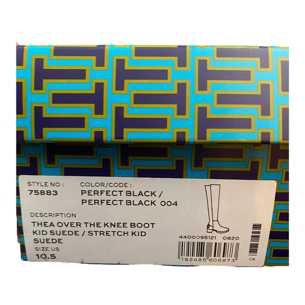 TORY BURCH Overknee Suede Boots Black SIZE 41 - New