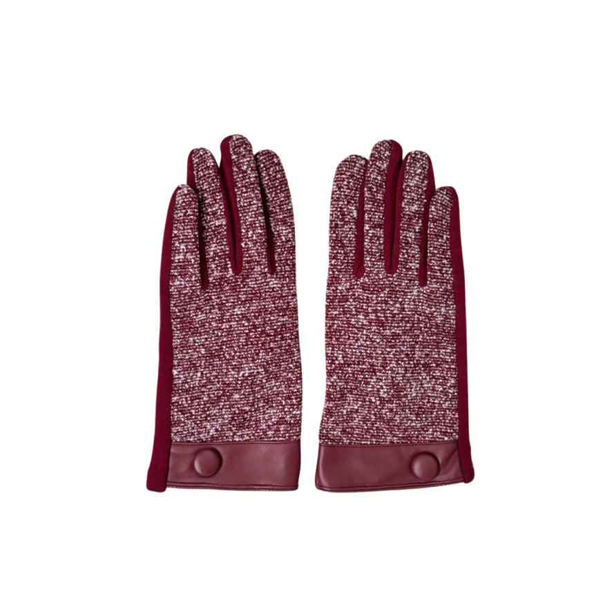 Pair of maroon gloves with textured palm on a white background