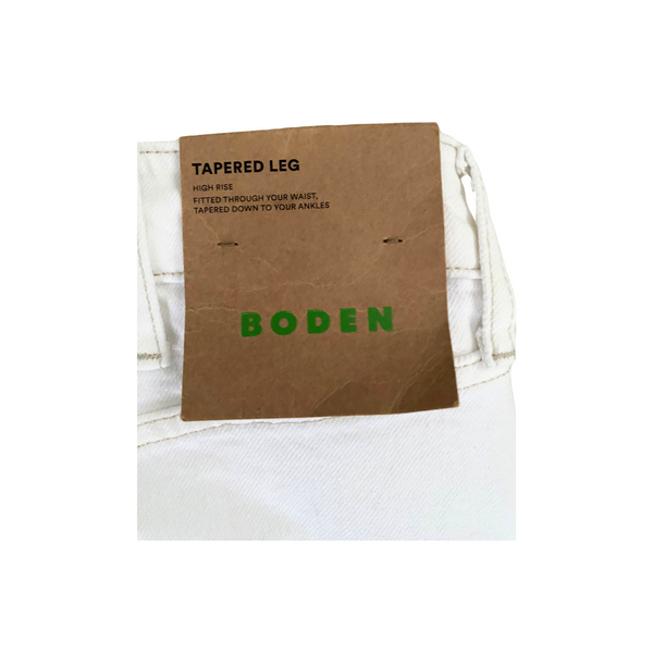 Boden High Rise 90s Tapered Jeans White SIZE W32 L32 - New