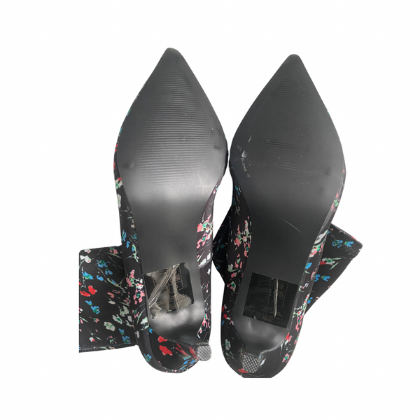Floral Kitten Heel Sock Boots Black SIZE 41 - New