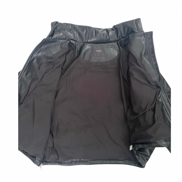 PINKO Scorpione Faux Leather Puffer Coat Black SIZE 14 - New