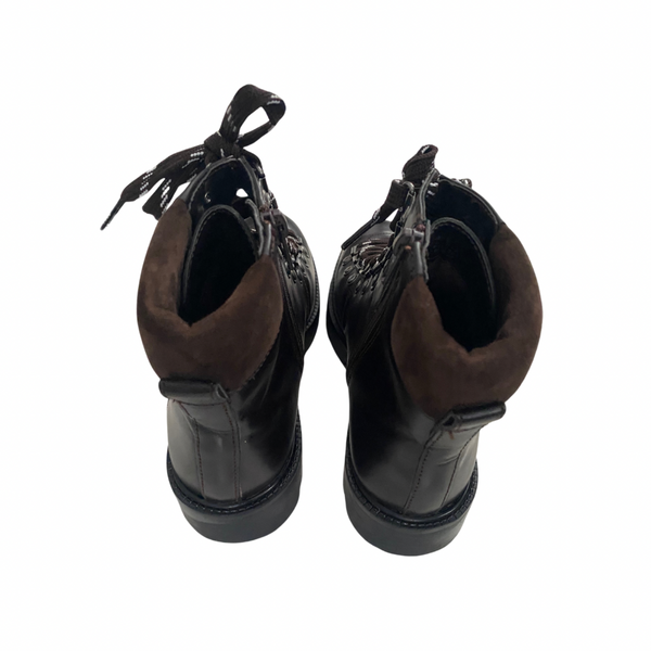 M&S Leather Lace-up Hiker Ankle Boots Brown SIZE 37.5 - New