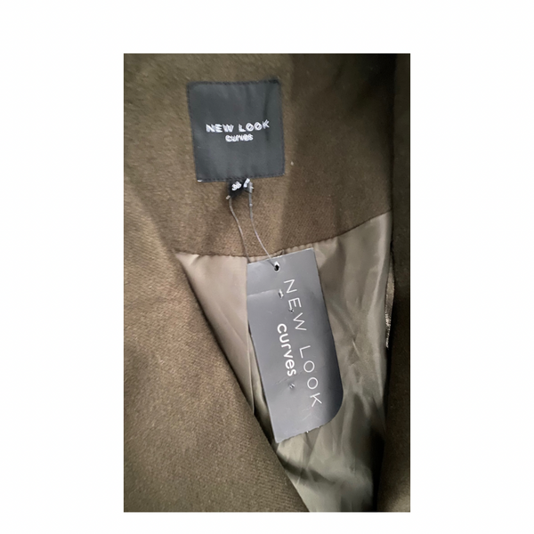 New Look Curves Coat Olive Green SIZE 30 - New