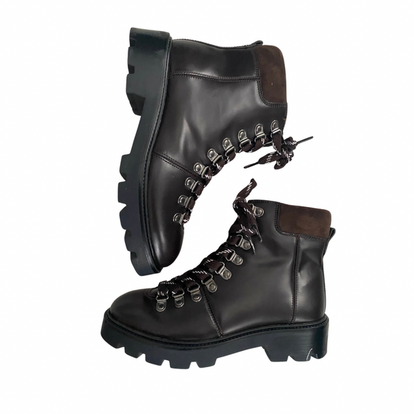 M&S Leather Lace-up Hiker Ankle Boots Brown SIZE 37.5 - New