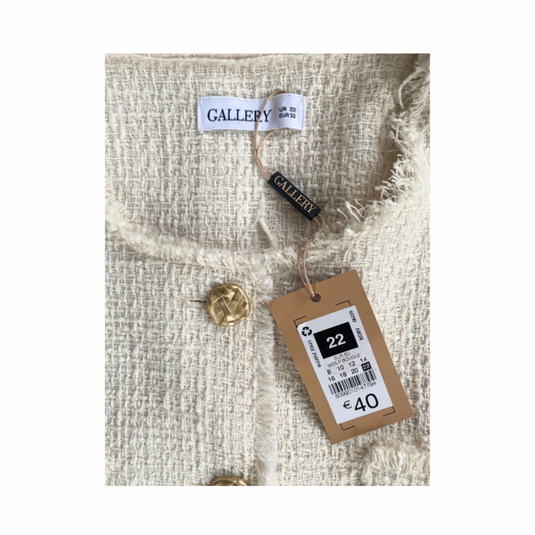 Gallery Tweed Boxy Blazer Cream SIZE 22