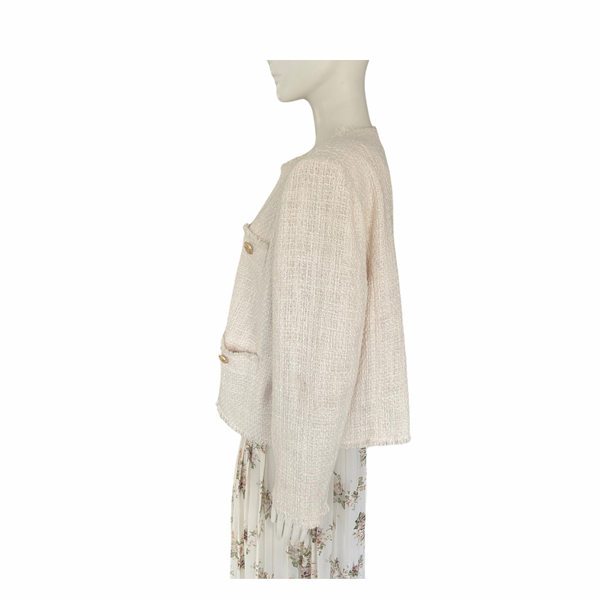 Gallery Tweed Boxy Blazer Cream SIZE 22