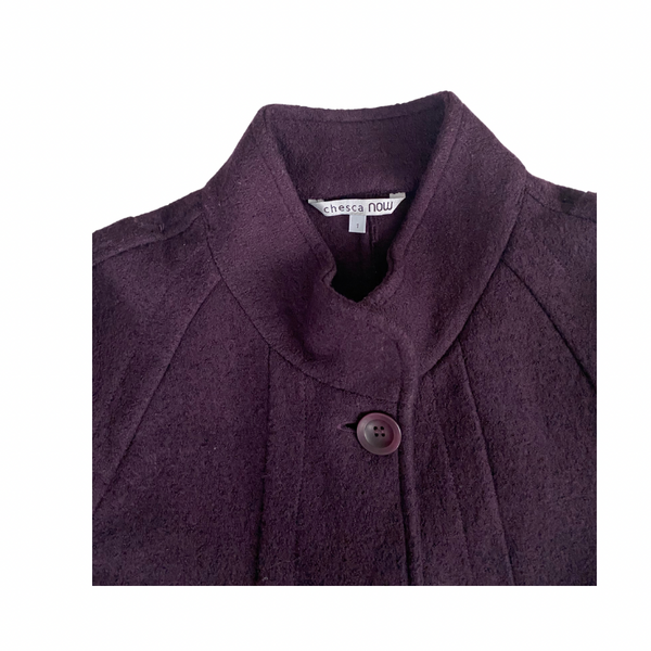 A-line Full Length Wool Coat Purple SIZE S - Preloved