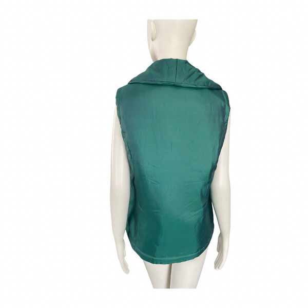 Metallic Gilet Puffer Vest Waistcoat Jade Green SIZE 10 - Preloved