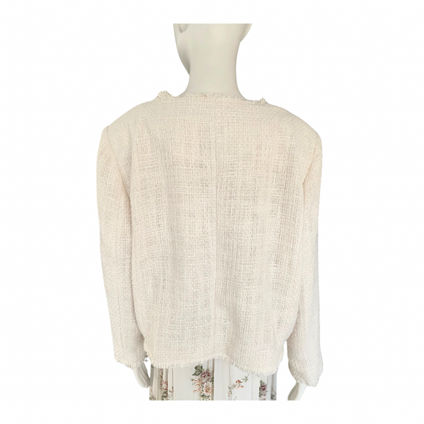 Gallery Tweed Boxy Blazer Cream SIZE 22