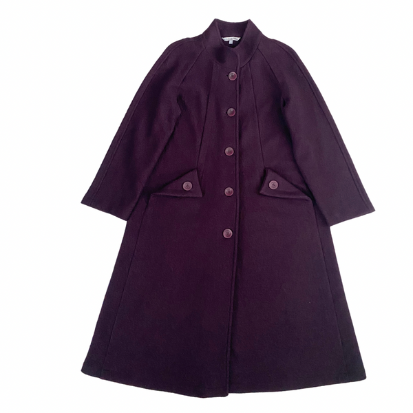 A-line Full Length Wool Coat Purple SIZE S - Preloved