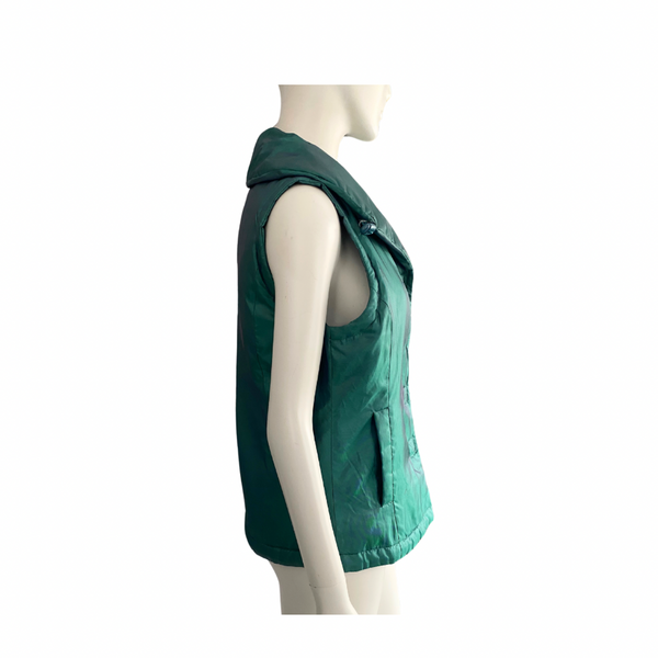 Metallic Gilet Puffer Vest Waistcoat Jade Green SIZE 10 - Preloved