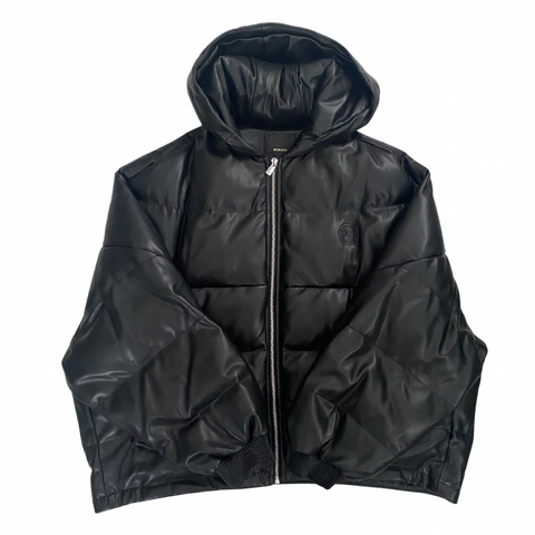 PINKO Scorpione Faux Leather Puffer Coat Black SIZE 14 - New