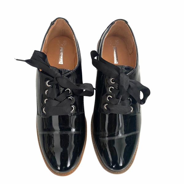 Patent Ribbon Lace Brogues Black SIZE 41