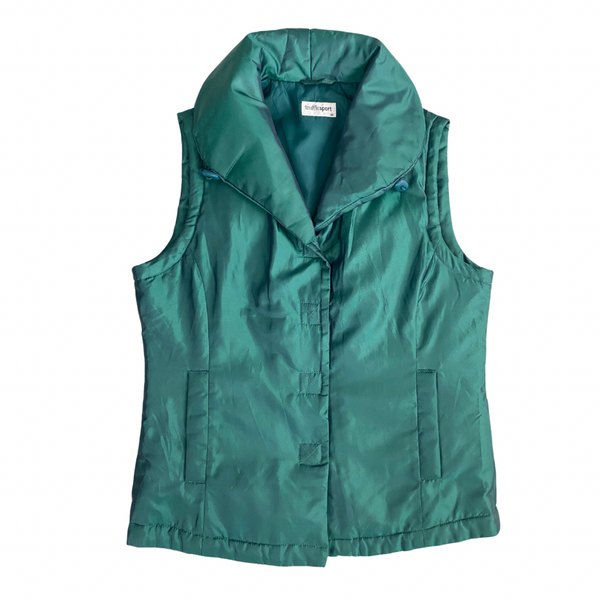 Metallic Gilet Puffer Vest Waistcoat Jade Green SIZE 10 - Preloved