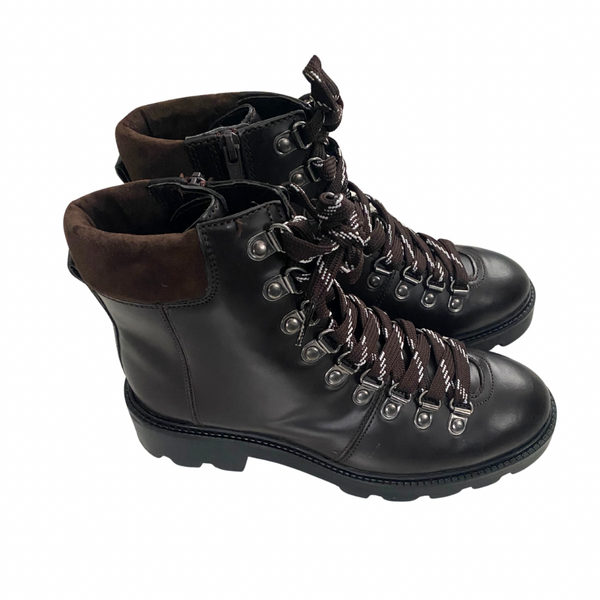 M&S Leather Lace-up Hiker Ankle Boots Brown SIZE 37.5 - New