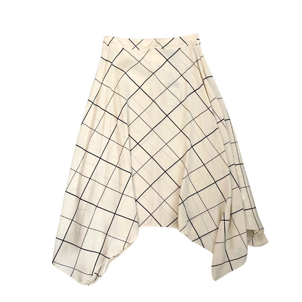 Asymmetrical Drape Midi Skirt Cream SIZE 10 - New