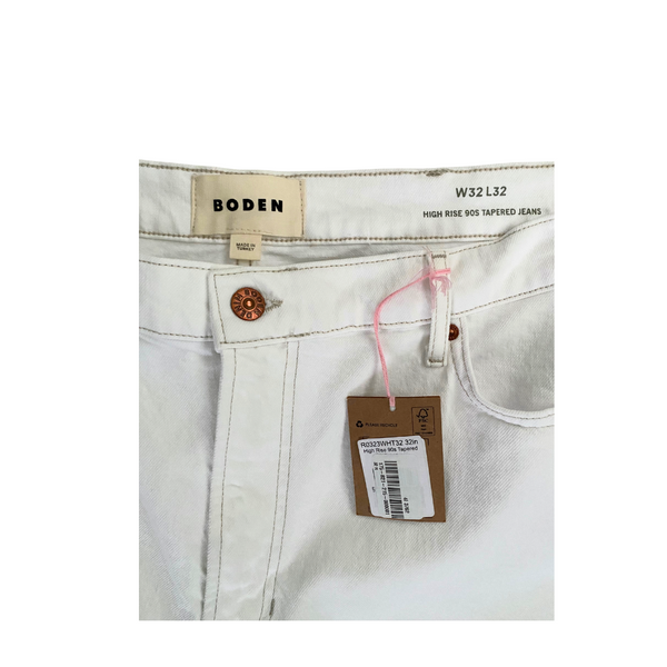 Boden High Rise 90s Tapered Jeans White SIZE W32 L32 - New