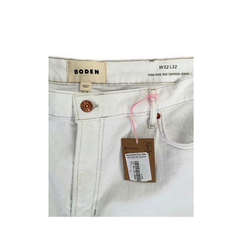 Boden High Rise 90s Tapered Jeans White SIZE W32 L32 - New